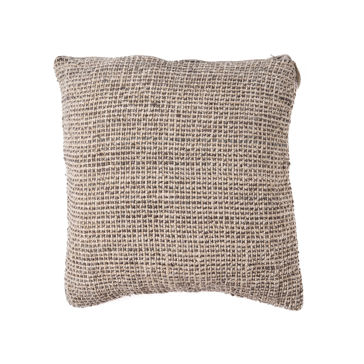 Housse de coussin en lin texturé noir naturel quadrillé 50x50 cm