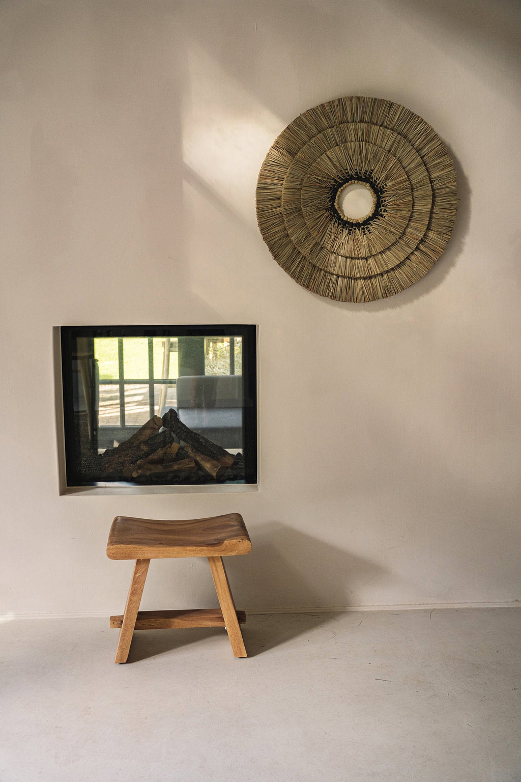 Tabouret en bois de Suar rectangulaire – Finition naturelle – 50x30 cm