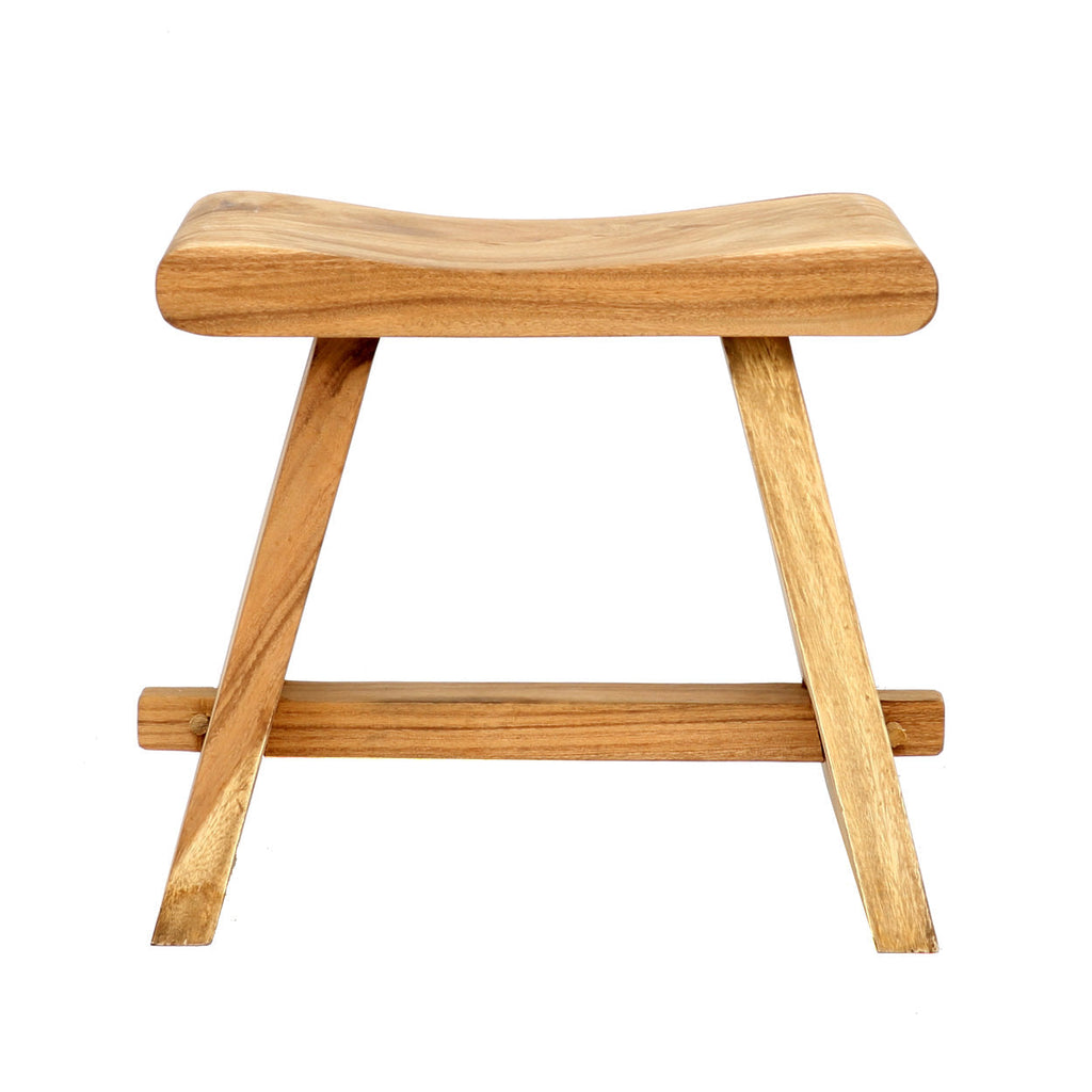 Tabouret en bois de Suar rectangulaire – Finition naturelle – 50x30 cm