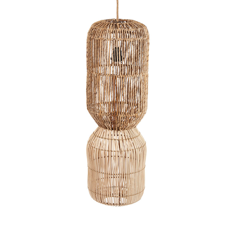 Lampe à poser en fibres naturelles tressées forme sculpturale – H80 cm