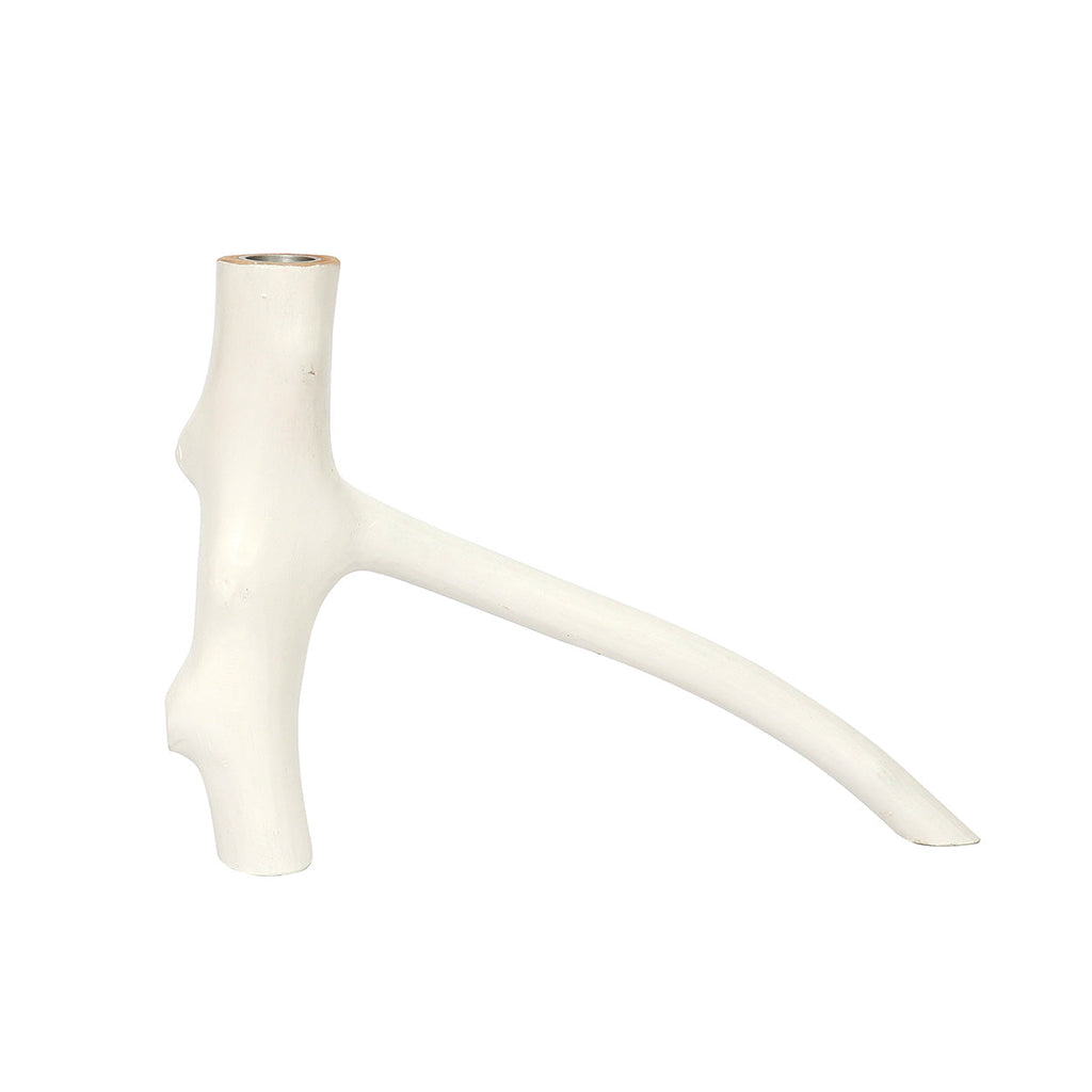 Bougeoir blanc en forme de branche organique