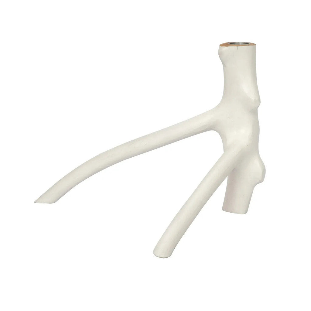 Bougeoir blanc en forme de branche organique