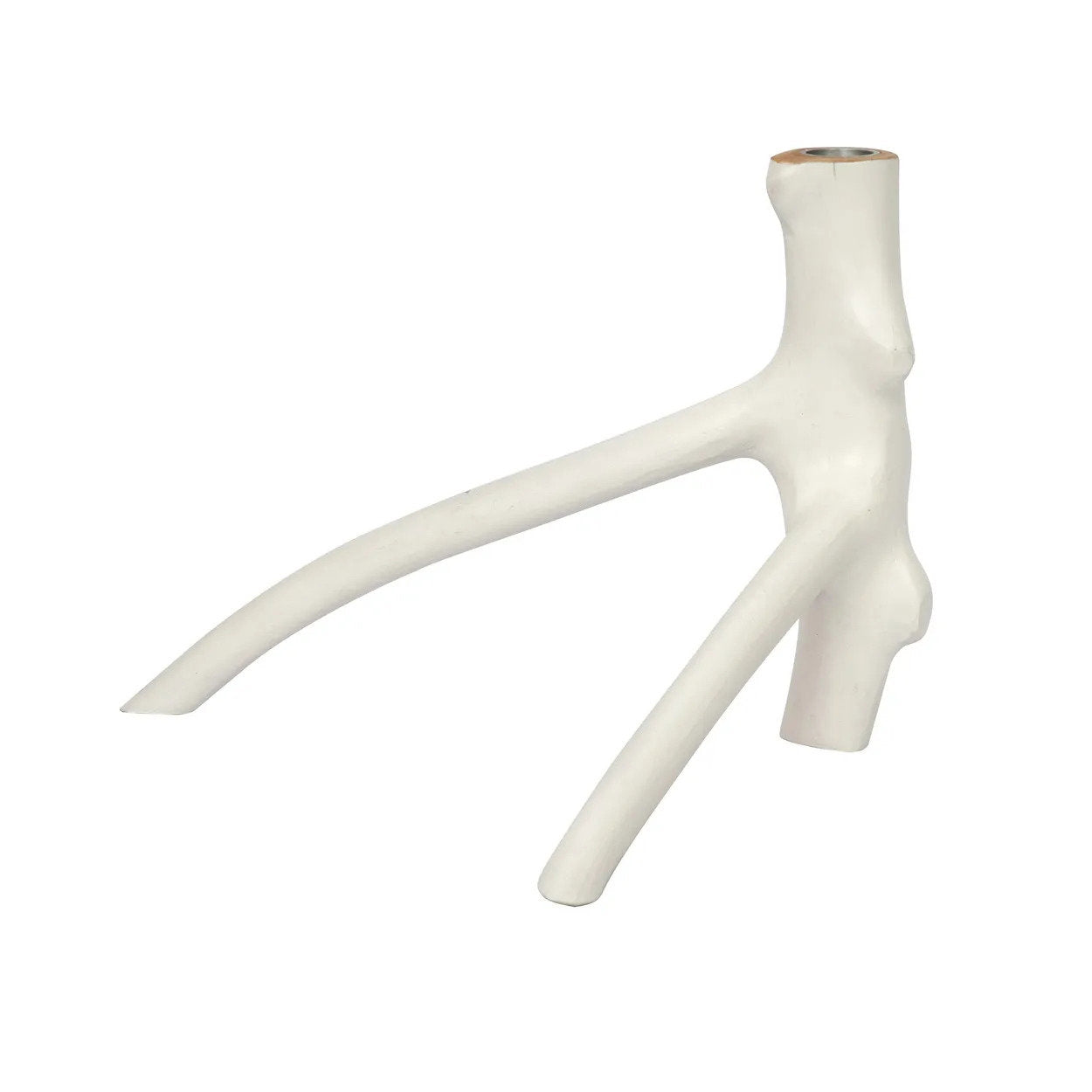 Bougeoir blanc en forme de branche organique