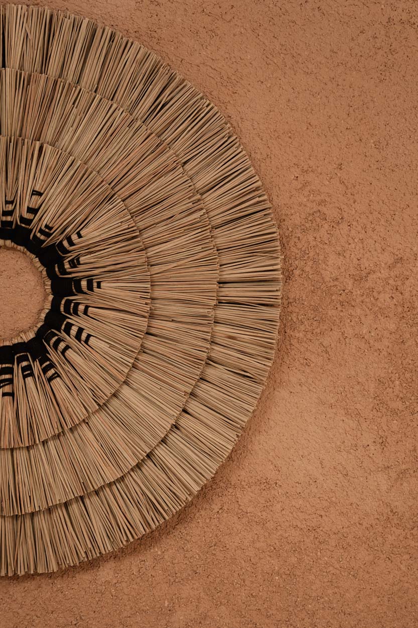 Déco mural en herbe mengdong et coton noir 75x75 cm