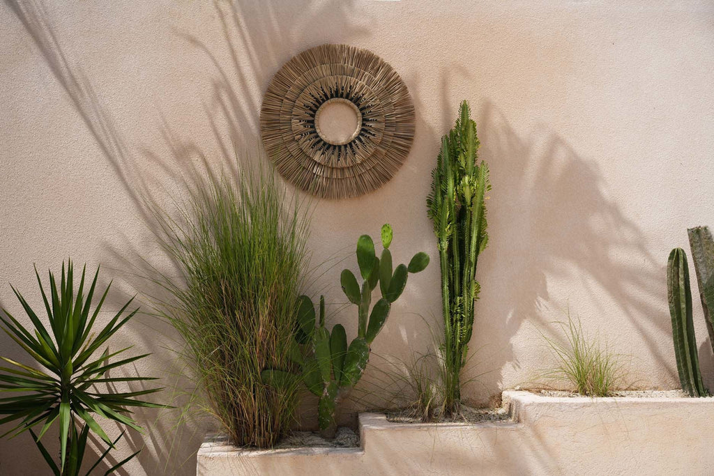 Déco mural en herbe mengdong et coton noir 75x75 cm