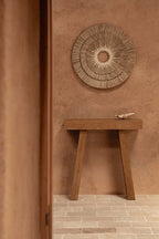 Décoration murale ronde en jonc de mer et coton blanc naturel – Ø75 cm