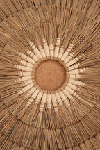 Décoration murale ronde en jonc de mer et coton blanc naturel – Ø75 cm