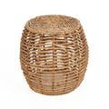 Tabouret en feuilles de bananier ajouré couleur miel – H45 cm