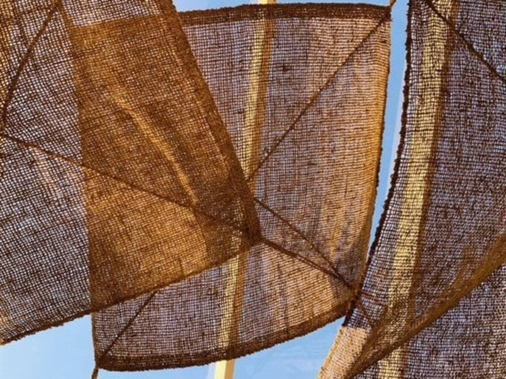 Voile d’ombrage rectangulaire en fibre de coco ajourée naturelle – 300x200 cm
