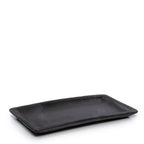 Plateau à sushi rectangulaire en terre cuite noire aspect mat