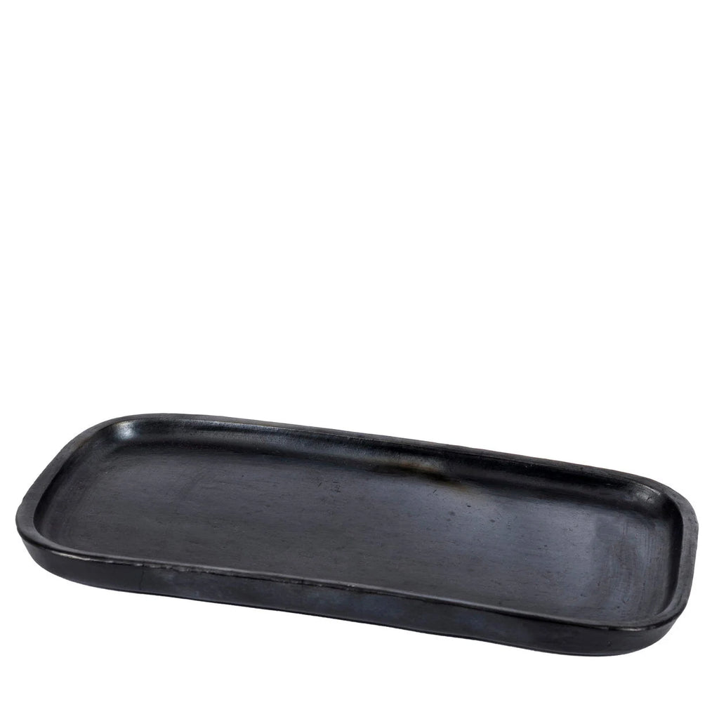 Assiette rectangulaire en terre cuite – Noir mat