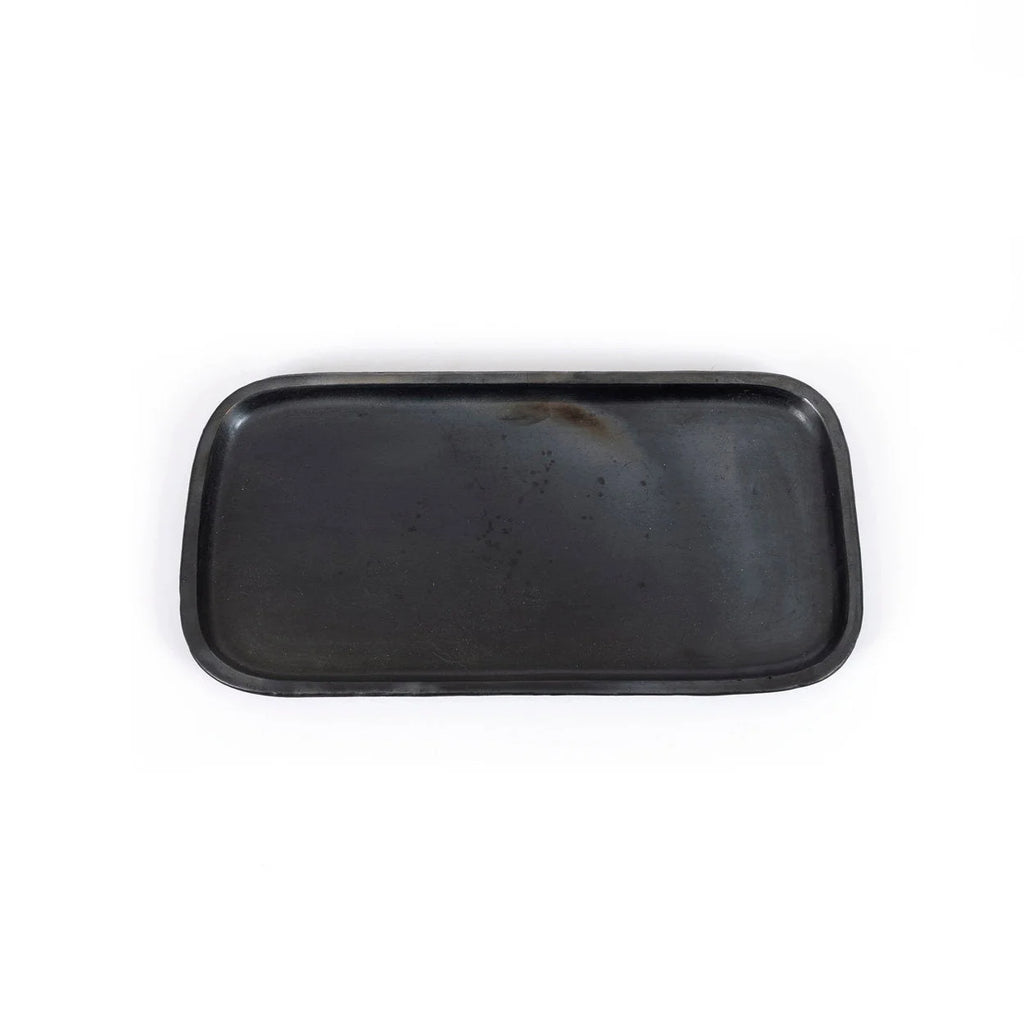 Assiette rectangulaire en terre cuite – Noir mat