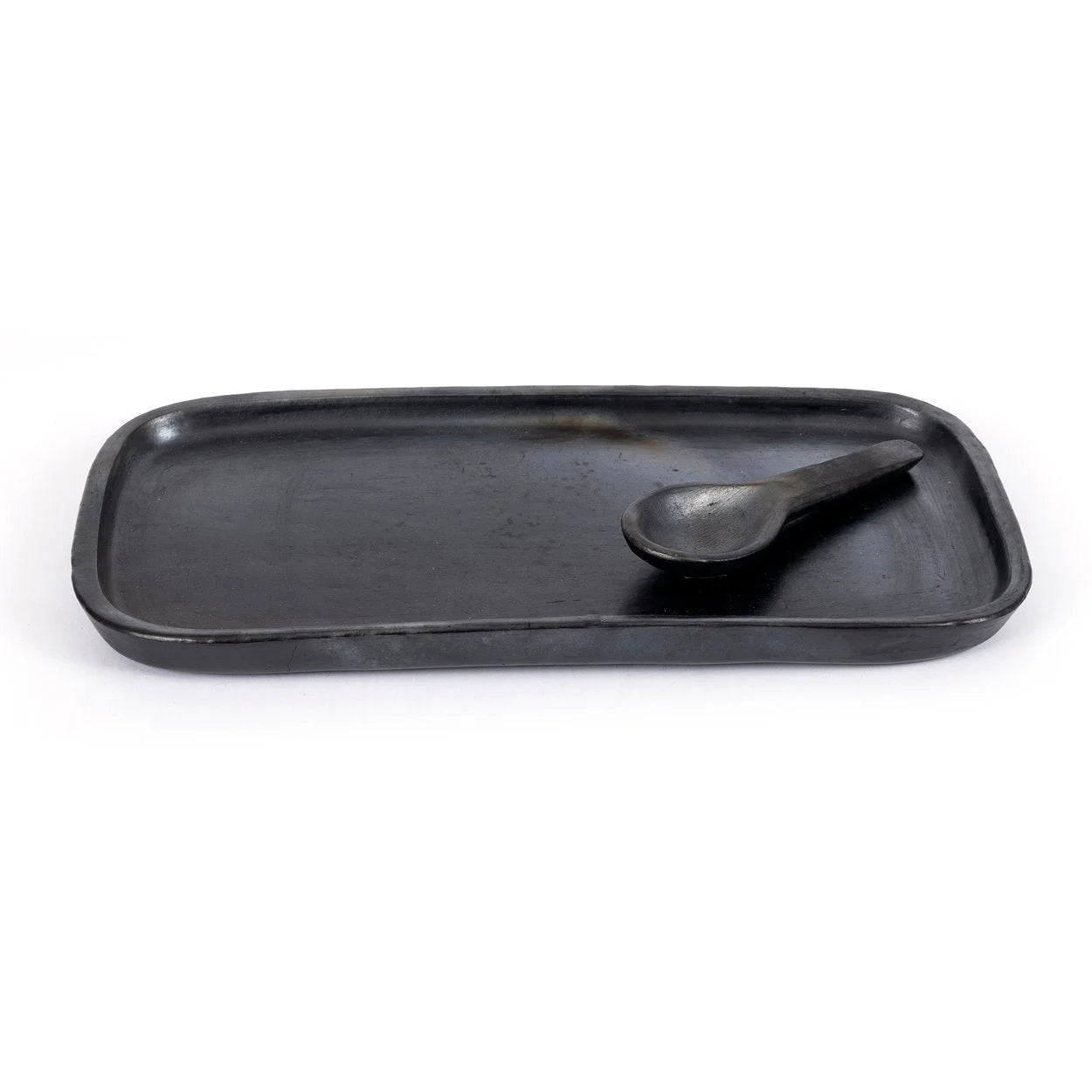 Assiette rectangulaire en terre cuite – Noir mat