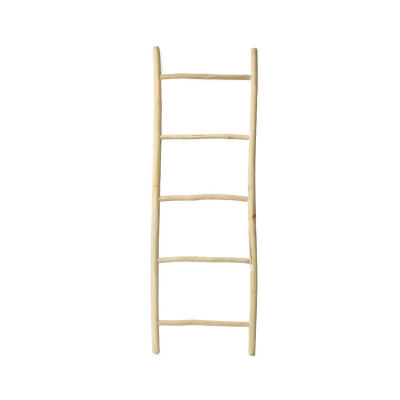 Échelle décorative en teck naturel – Structure asymétrique – H165 cm