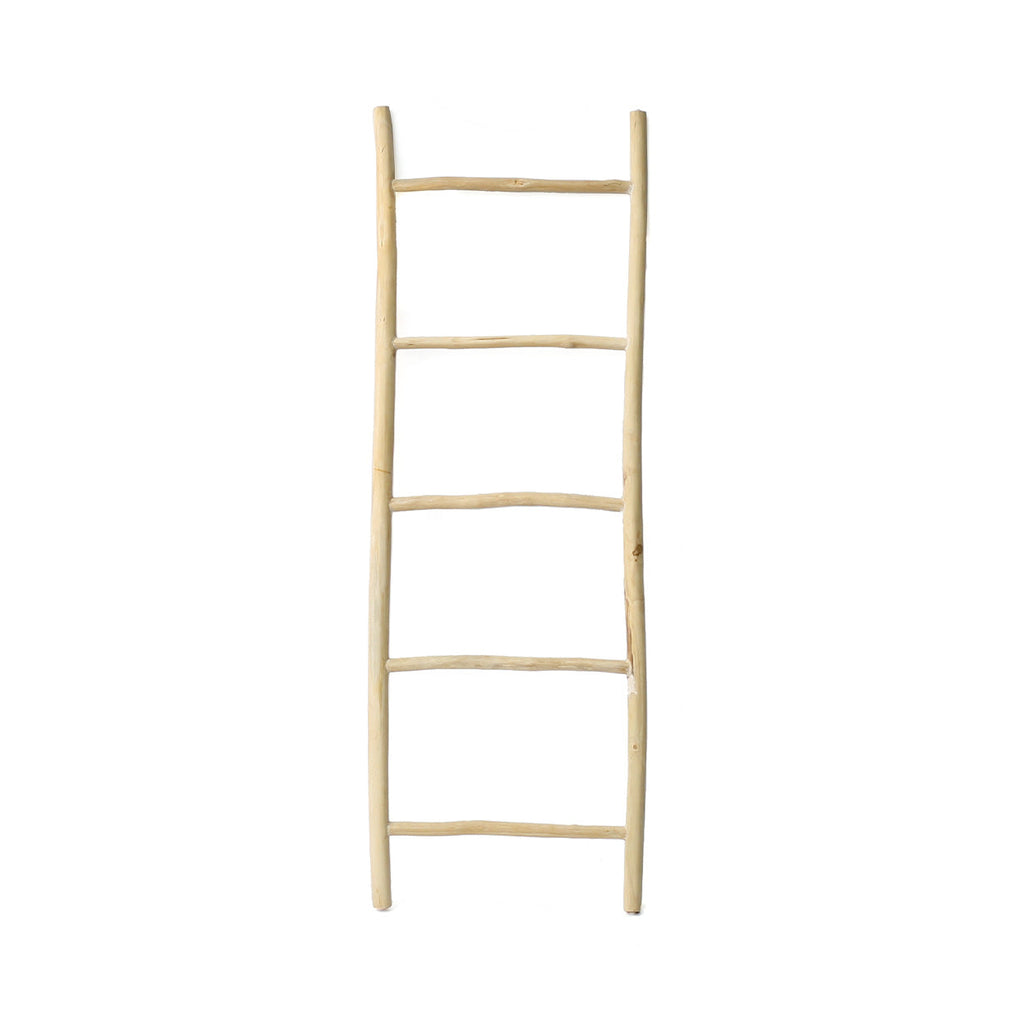 Échelle décorative en teck naturel – Structure asymétrique – H165 cm