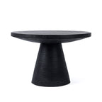 Table basse ronde en bois de suar noir avec base rainurée – Ø70 cm
