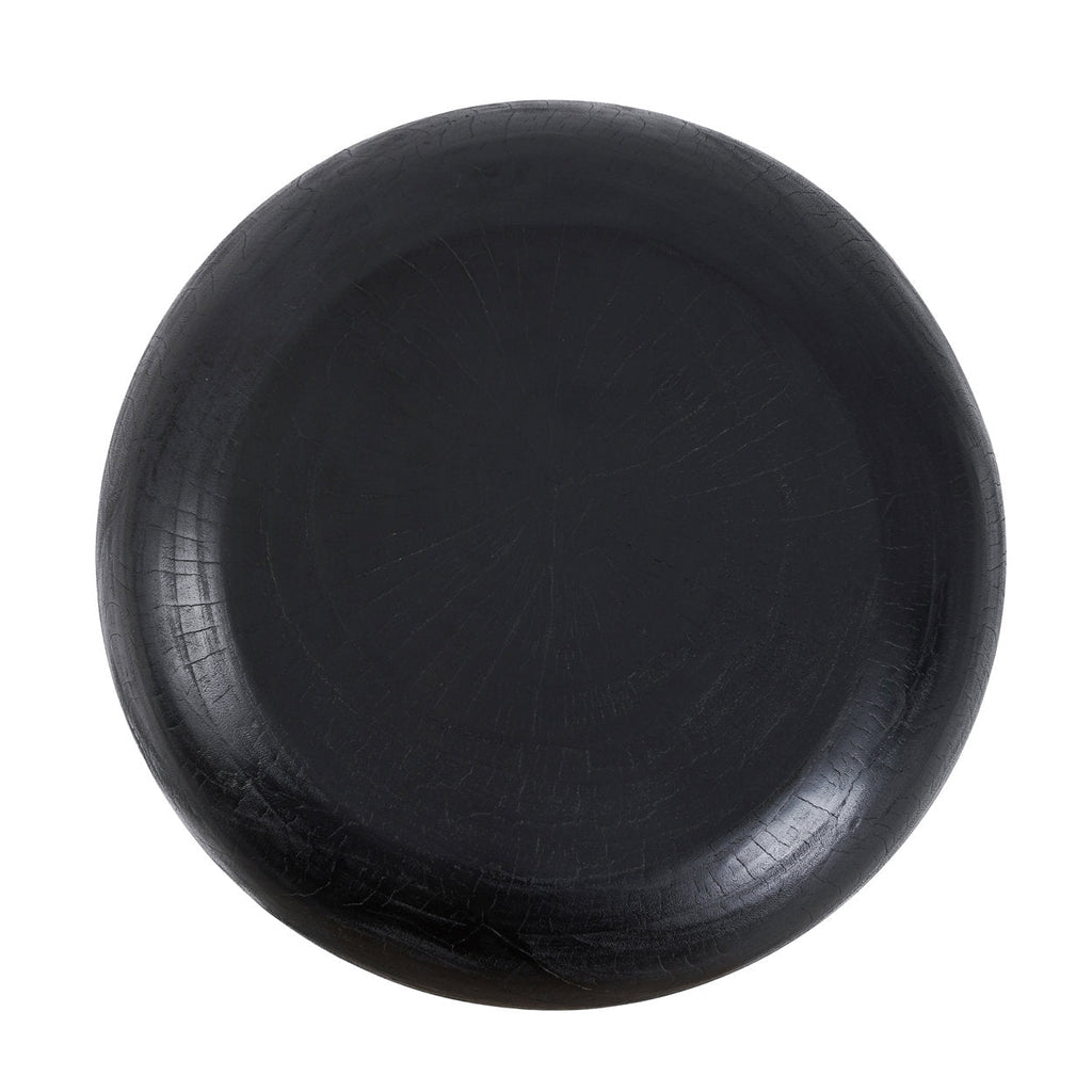 Table basse ronde en bois de suar noir forme champignon – Ø60 cm