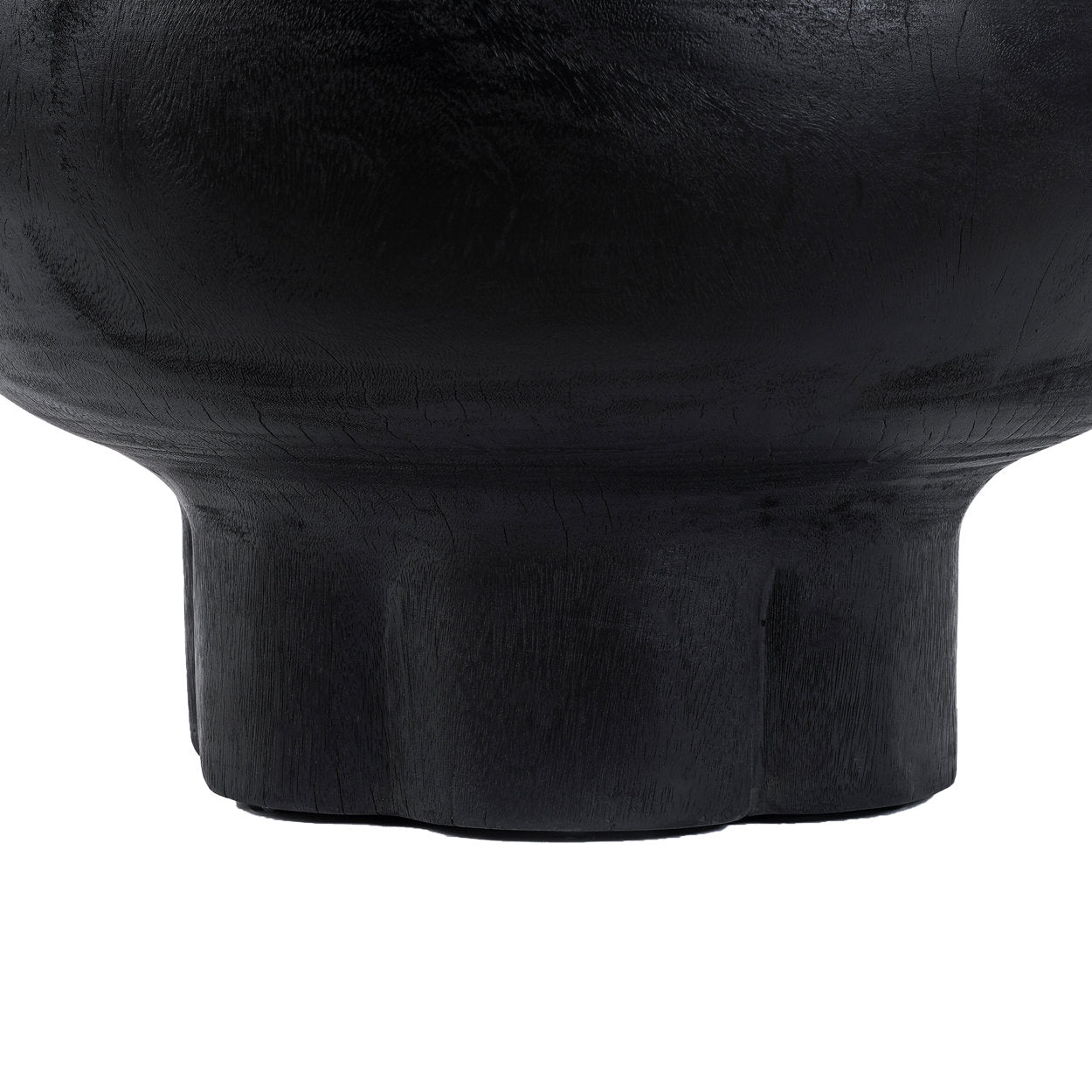 Table basse ronde en bois de suar noir forme champignon – Ø60 cm