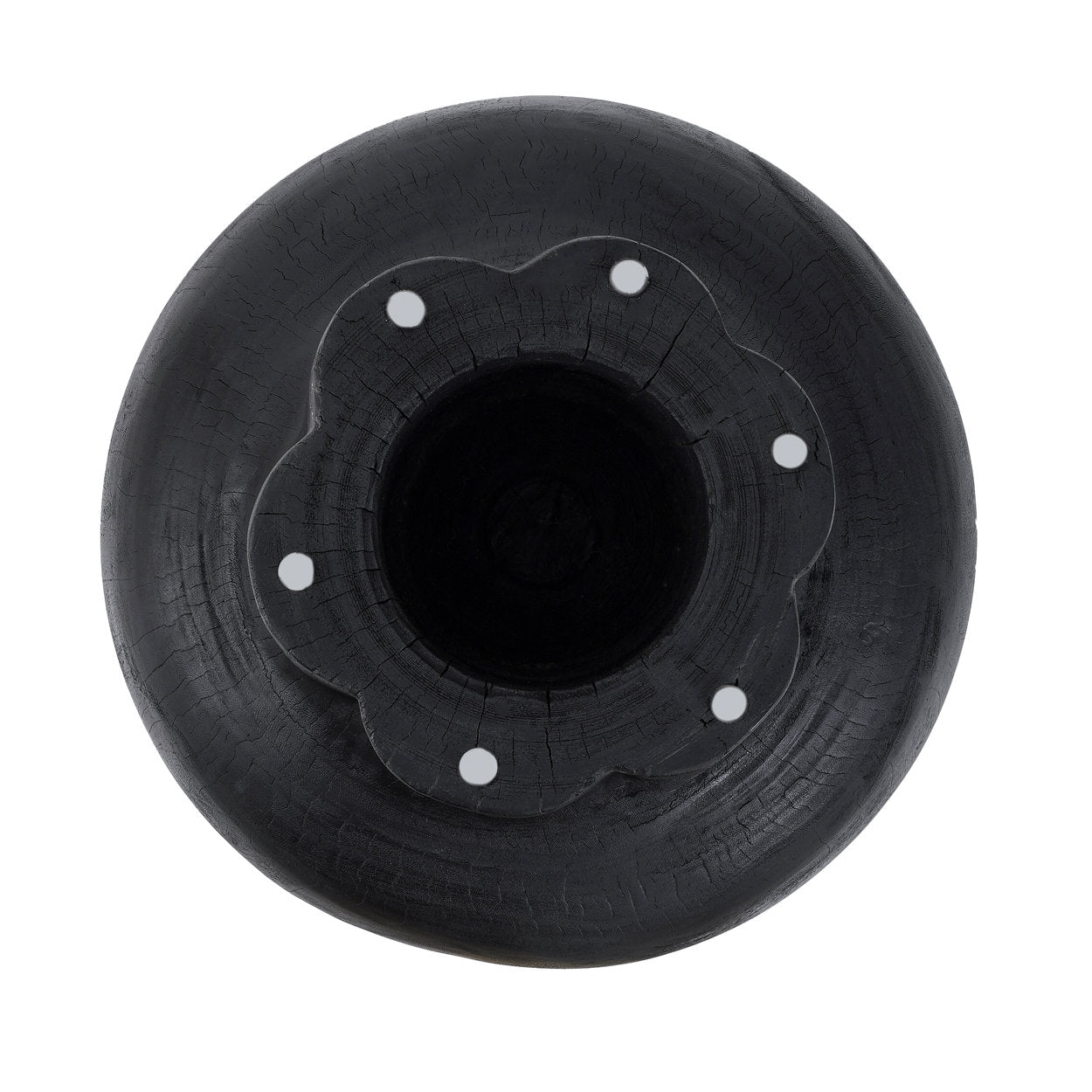 Table basse ronde en bois de suar noir forme champignon – Ø60 cm