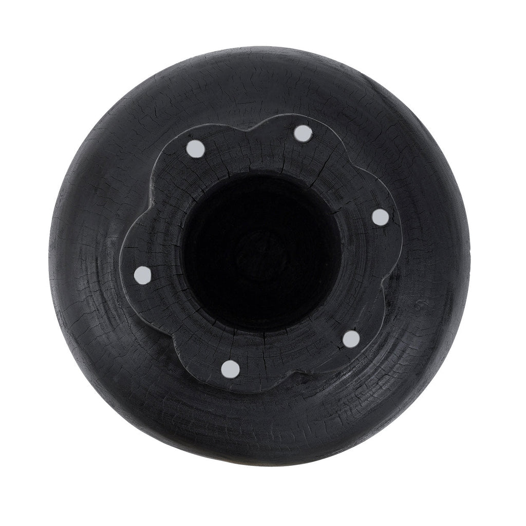 Table basse ronde en bois de suar noir forme champignon – Ø60 cm