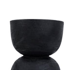 Tabouret cylindrique en bois de suar noir à finition lisse – H45 cm