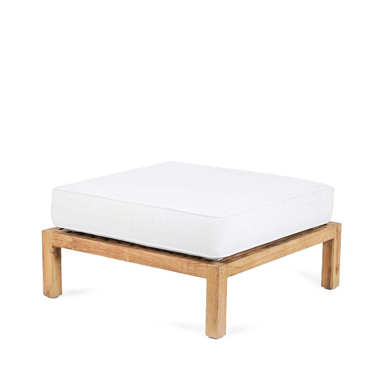 Pouf carré modulaire en teck recyclé 80x80 naturel blanc