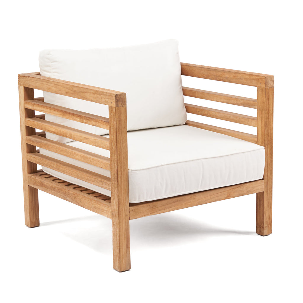 Fauteuil modulaire en teck recyclé 80x80 cm blanc naturel