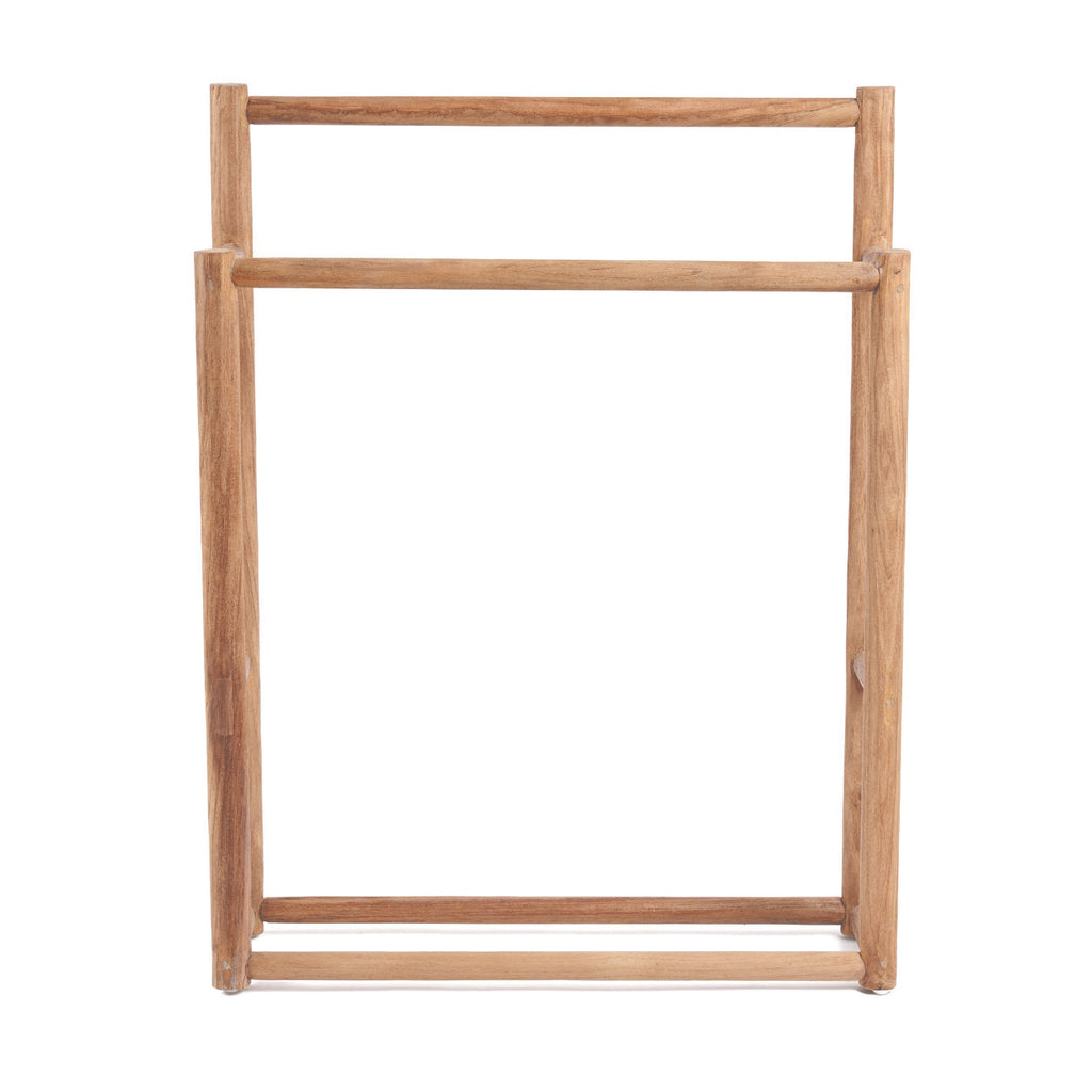 Porte-serviettes en bois de teck naturel au design épuré – 70x22 cm