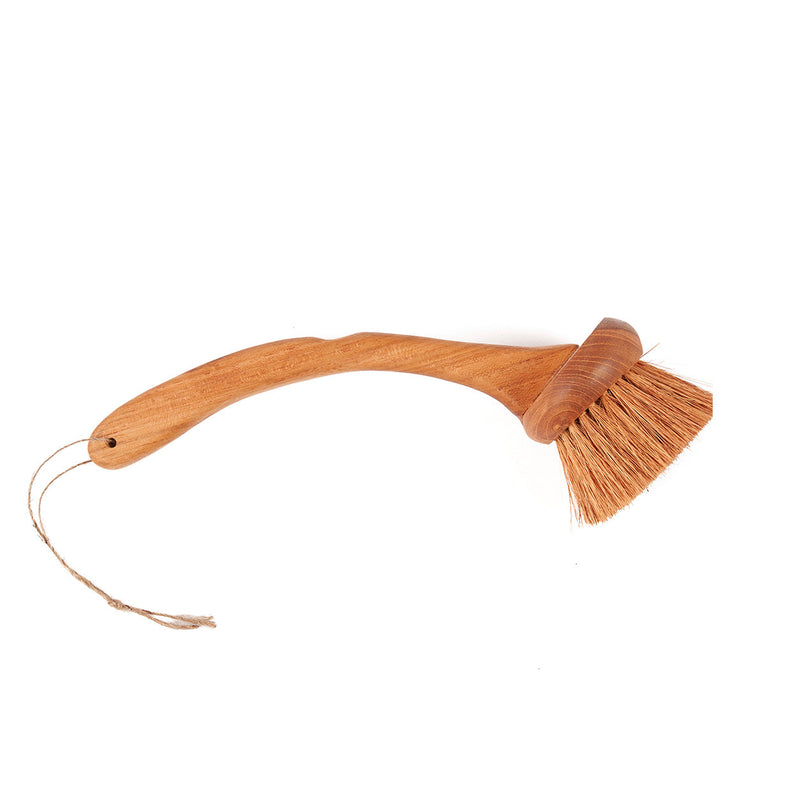 Brosse vaisselle en bois de teck naturel avec poils végétaux