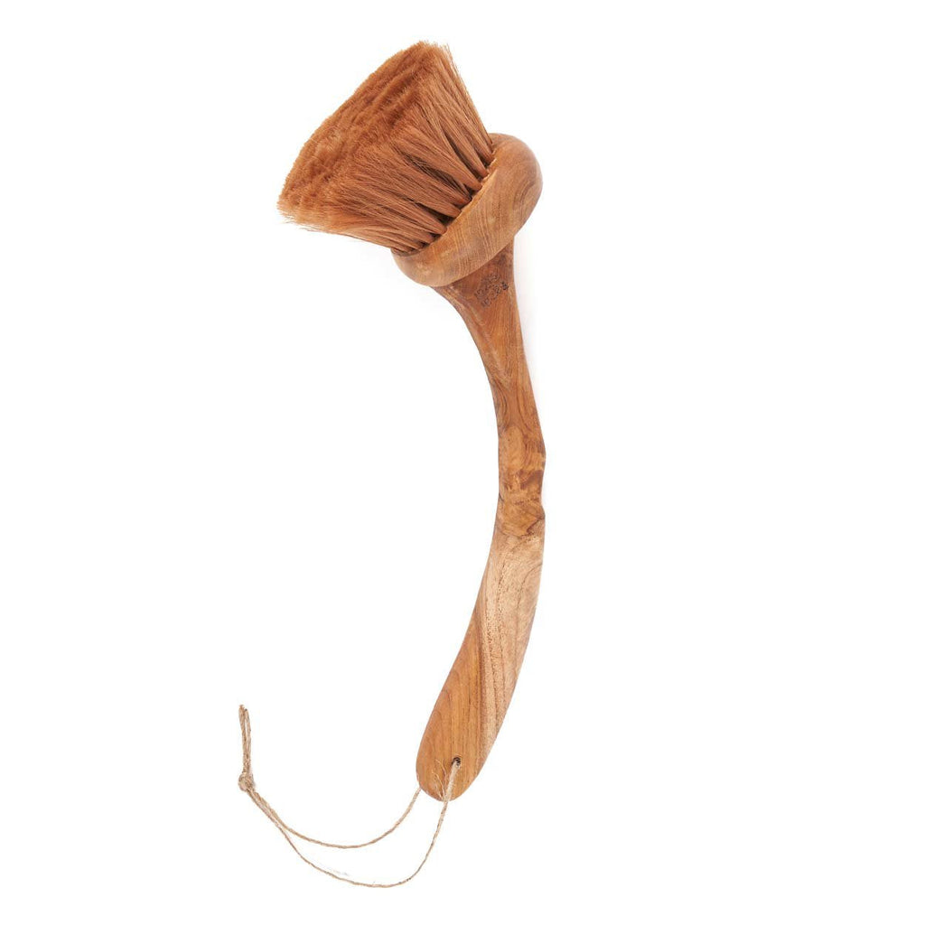 Brosse à vaisselle en bois de teck avec fibres végétales naturelles