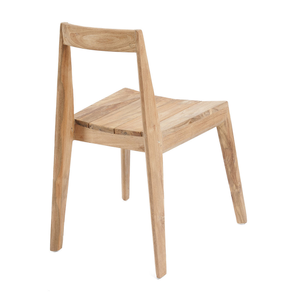Chaise de salle à manger en teck recyclé naturel pour intérieur et extérieur
