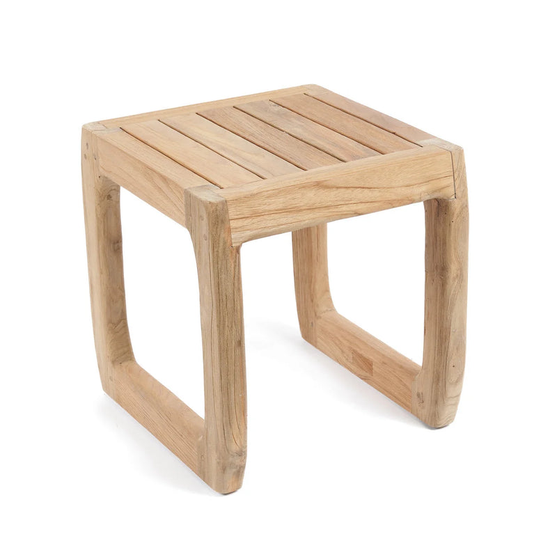 Tabouret d’extérieur en teck recyclé naturel forme rectangulaire – 38x38 cm