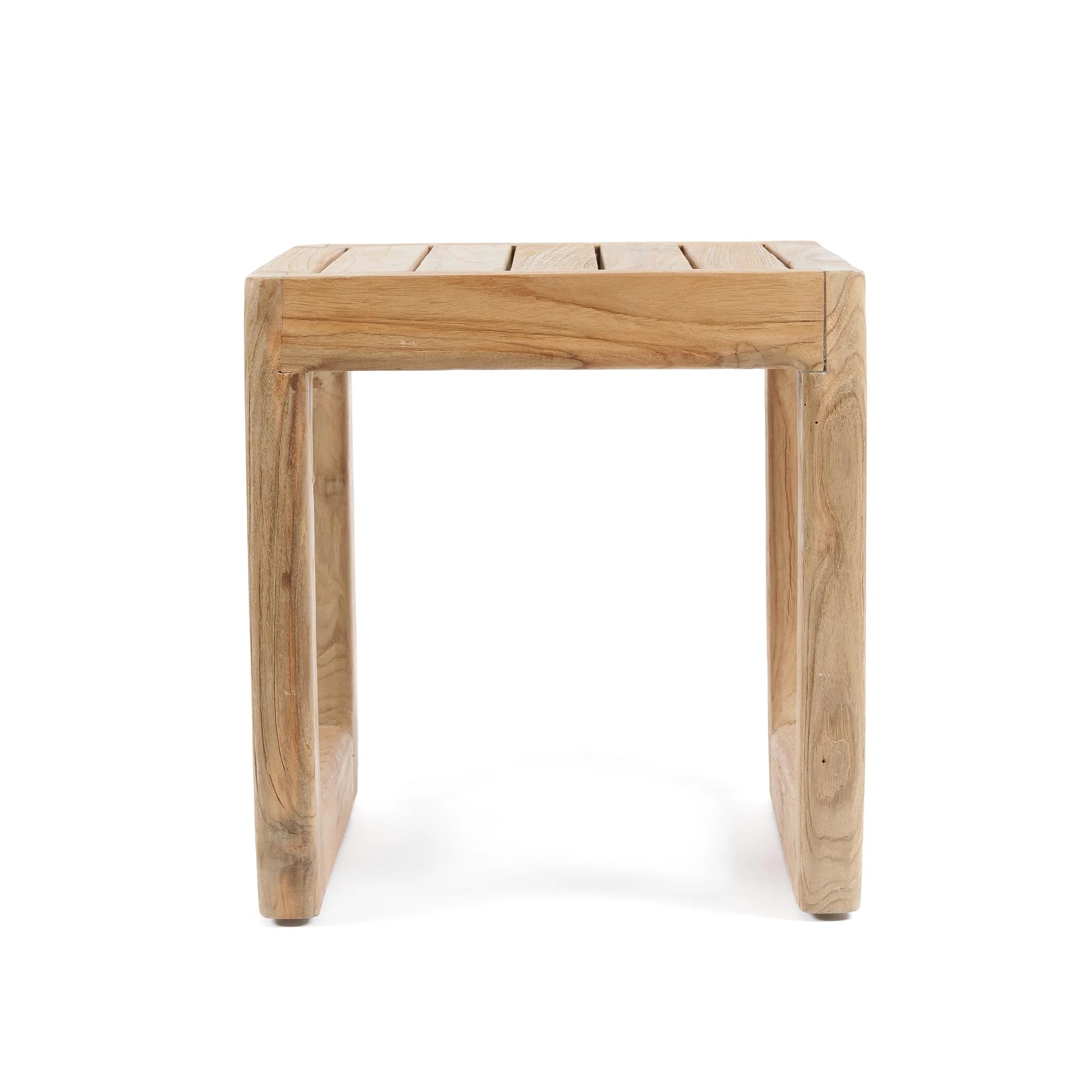 Tabouret d’extérieur en teck recyclé naturel forme rectangulaire – 38x38 cm