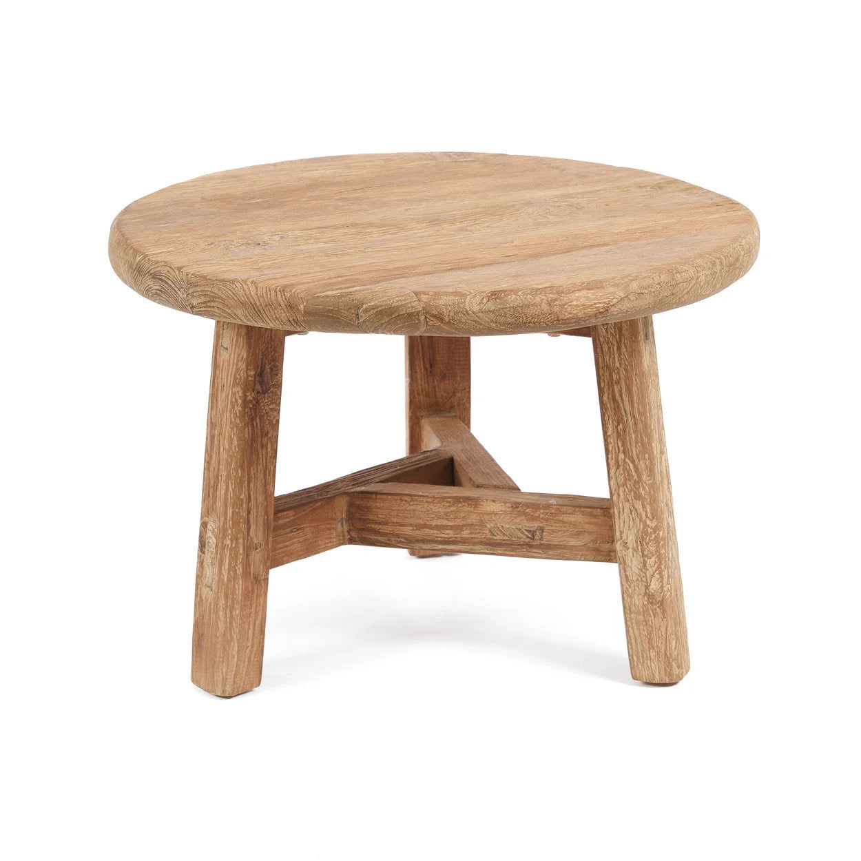 Table basse ronde en bois de teck recyclé naturel pour salon – Ø60 cm
