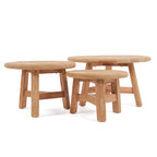 Table basse ronde en bois de teck recyclé naturel pour salon – Ø60 cm