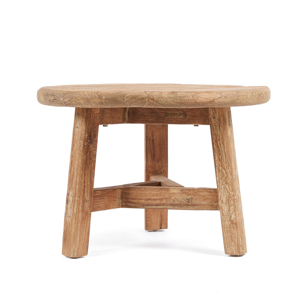 Table basse ronde en bois de teck recyclé naturel pour salon – Ø60 cm