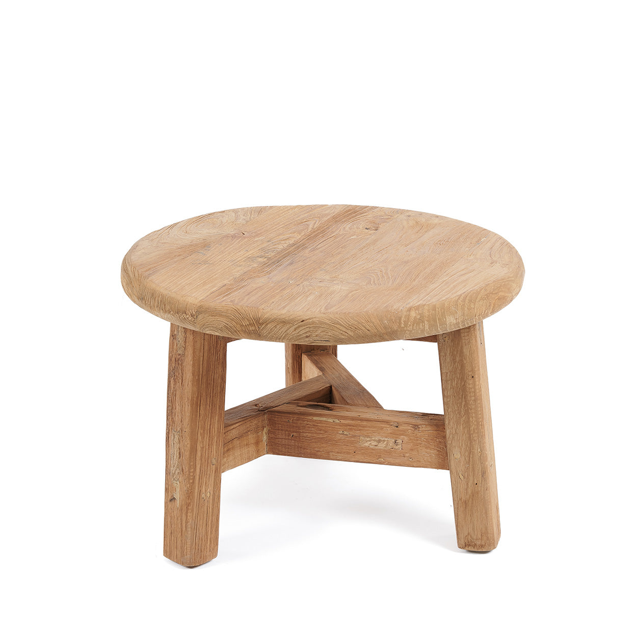 Table basse ronde en bois de teck recyclé naturelle – Ø50 cm