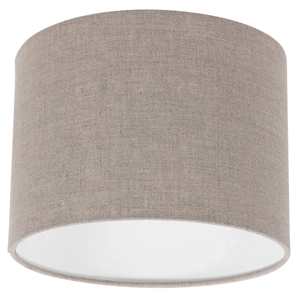Abat-jour cylindrique en lin gris effet tissé pour lampe E27 – Ø20 cm