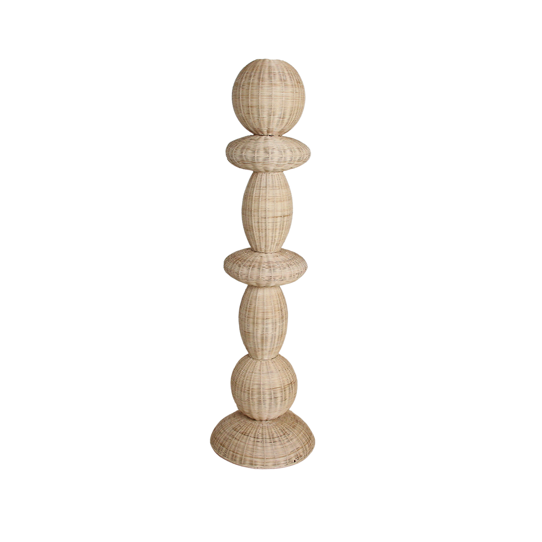 Lampadaire rotin sculpture totem beige pour salon – H175 cm