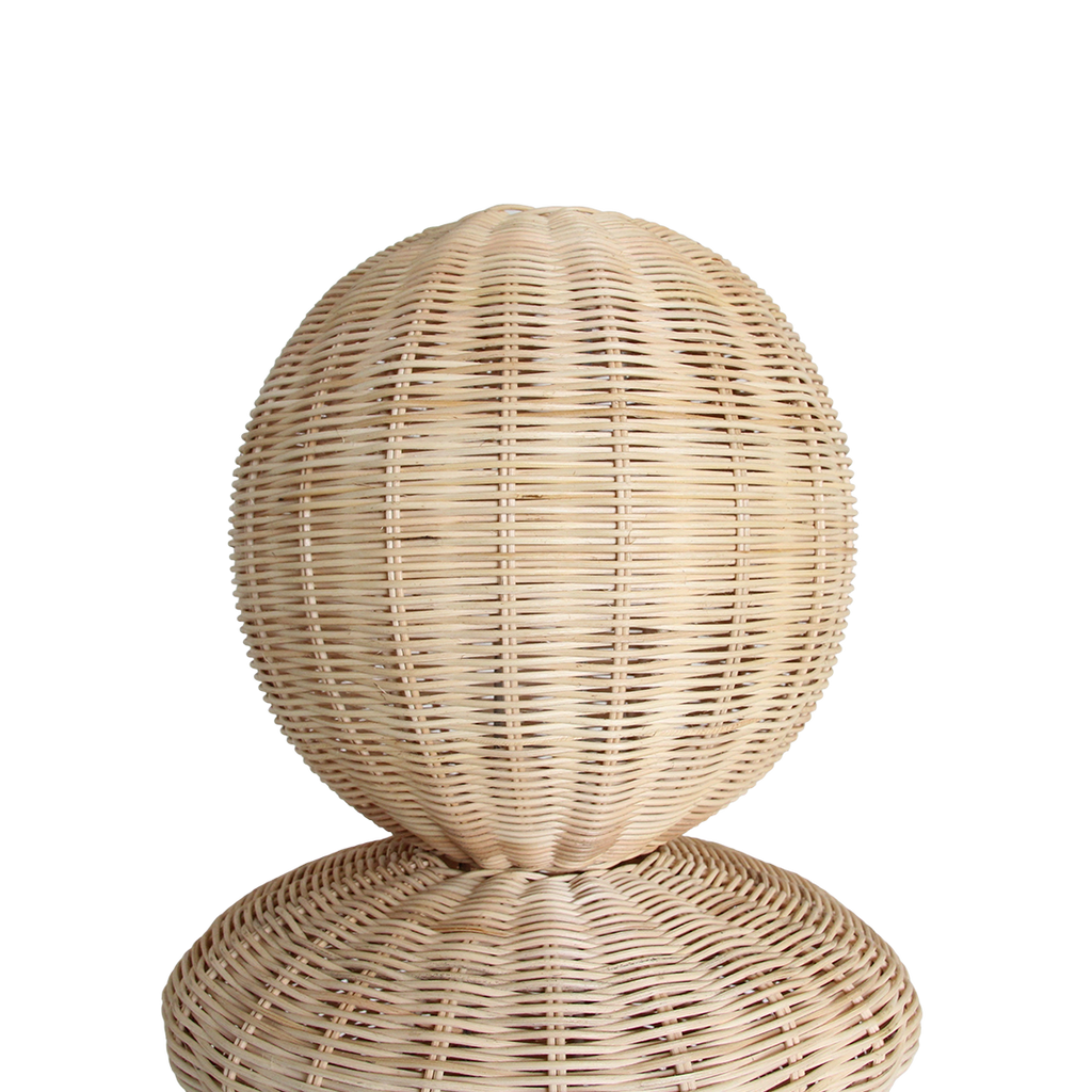 Lampadaire rotin sculpture totem beige pour salon – H175 cm