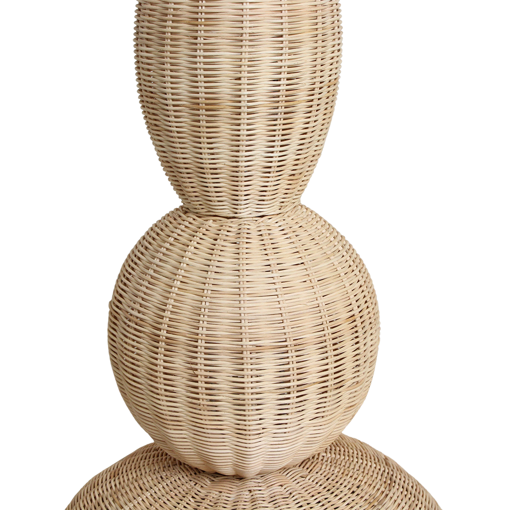 Lampadaire rotin sculpture totem beige pour salon – H175 cm