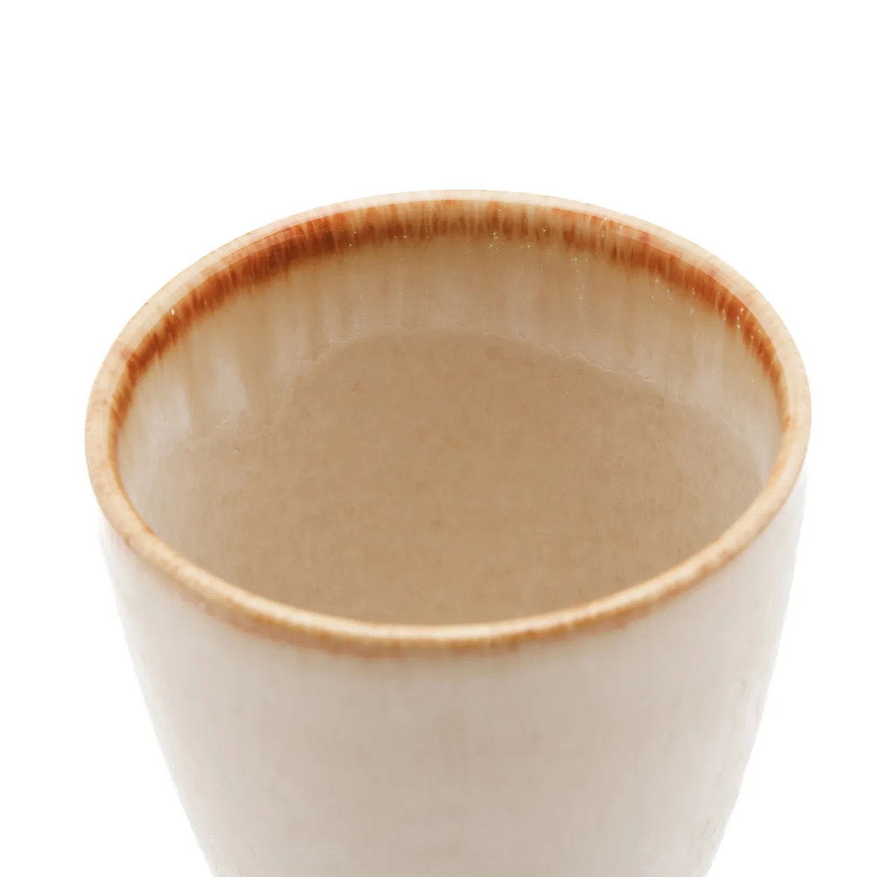 Coupes en céramique artisanale beige bord contrasté – Lot de 6