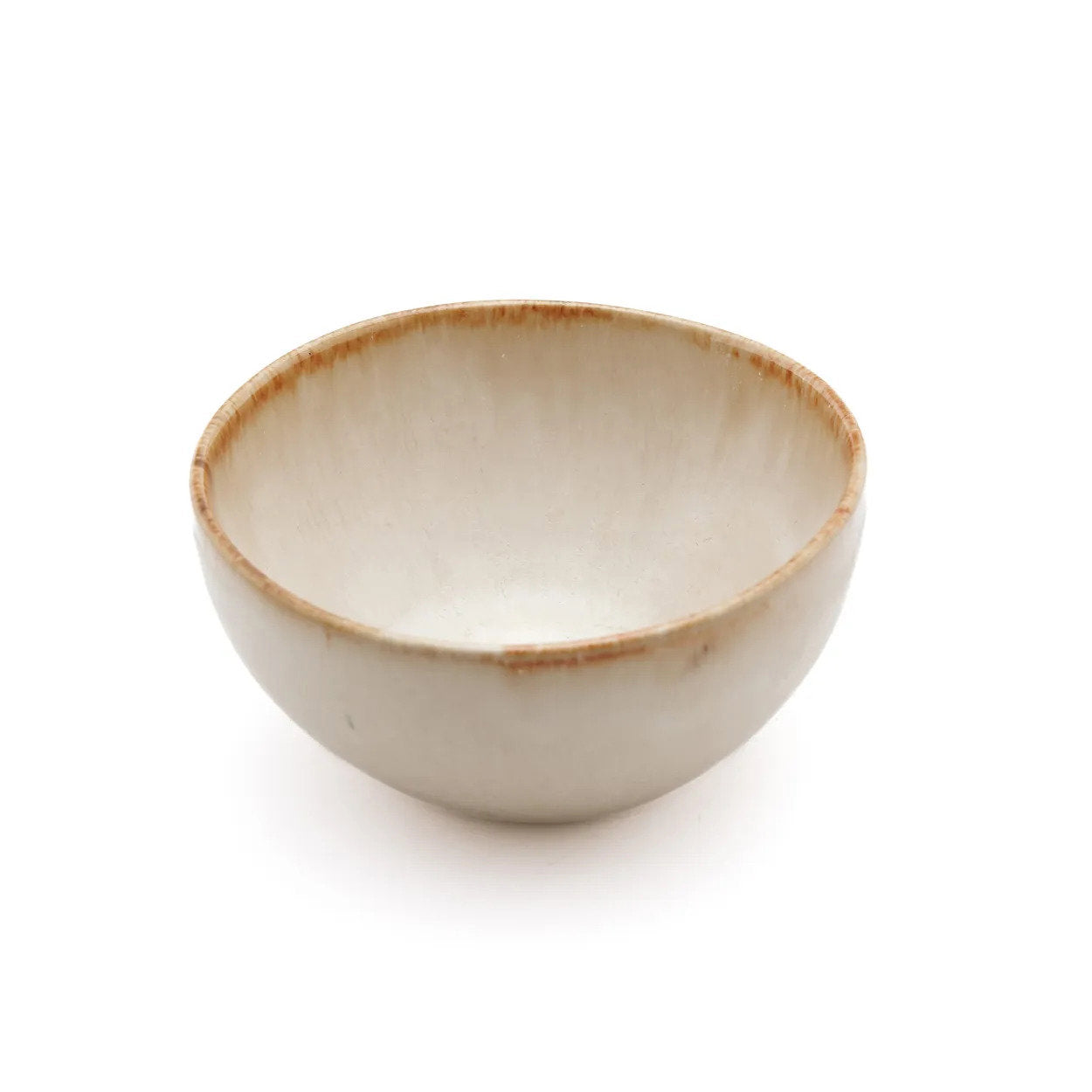 Bol en grès émaillé beige à bord ambré irrégulier