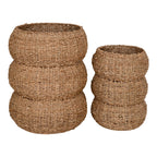 Paniers de rangement cylindriques en jonc tressé naturel – Set de 2