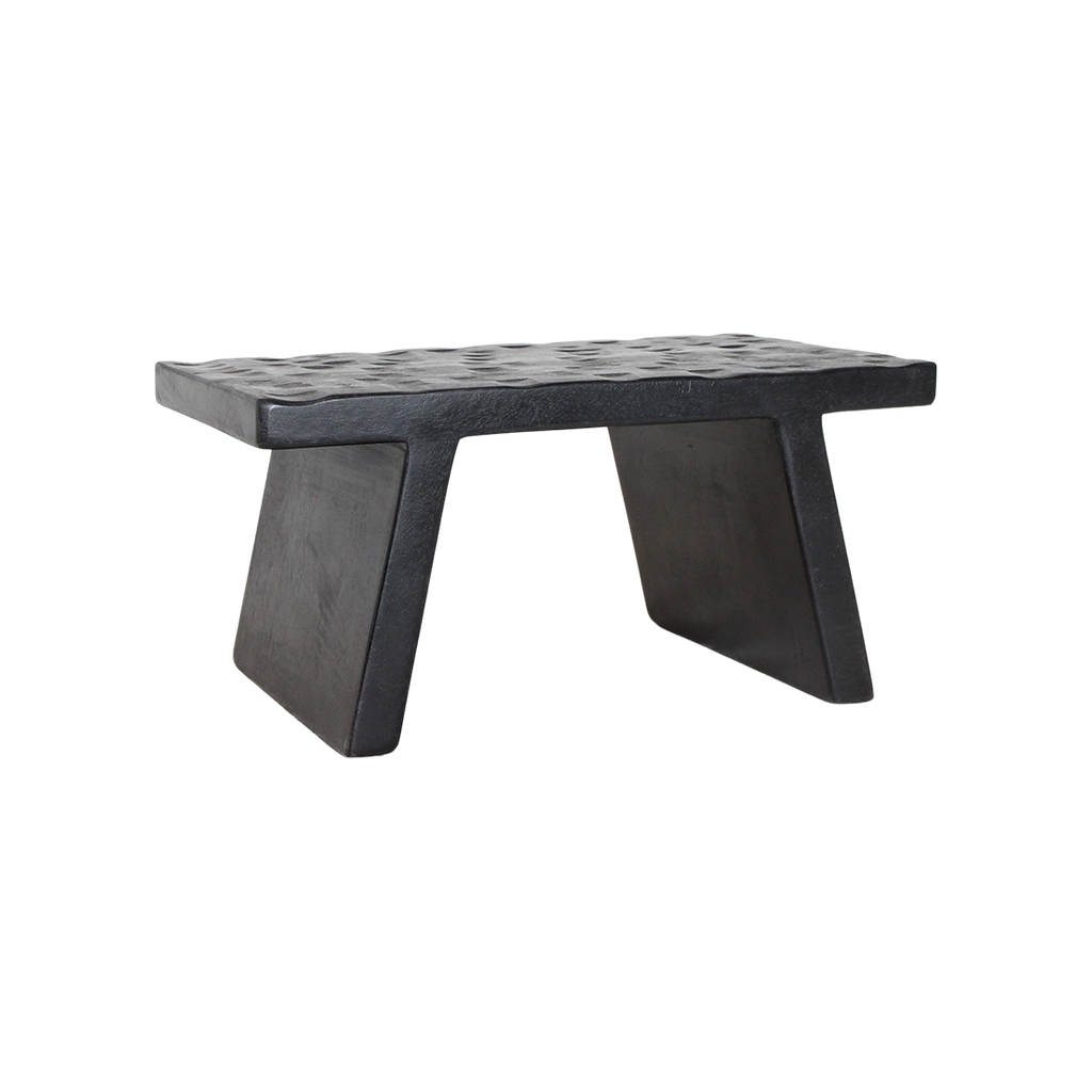 Table basse en bois de manguier noir sculpté rectangulaire – 40x25 cm