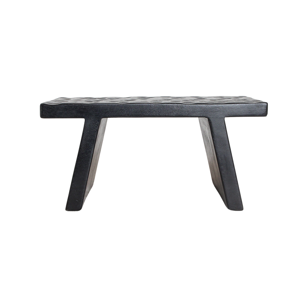 Table basse en bois de manguier noir sculpté rectangulaire – 40x25 cm