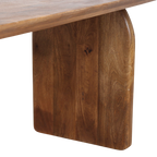 Table à manger bois massif brun piètement sculptural 180x90 cm