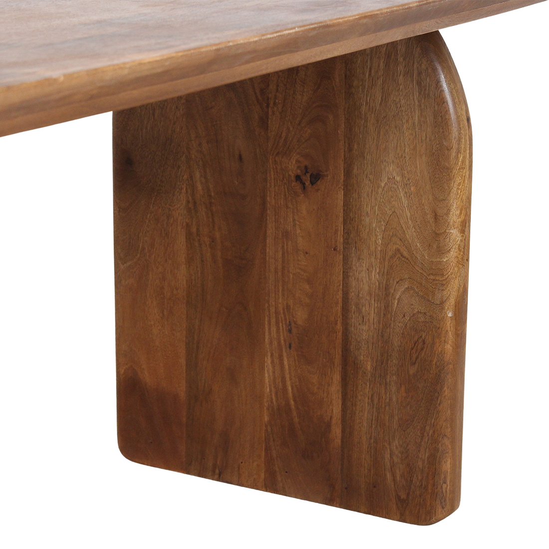 Table à manger bois massif brun piètement sculptural 180x90 cm