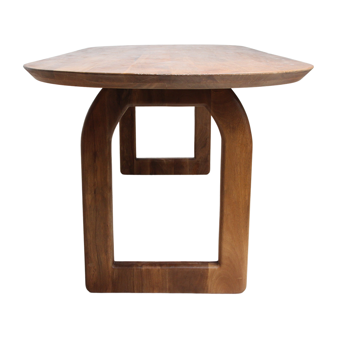 Table à manger en bois de manguier arrondie marron – 180x90 cm