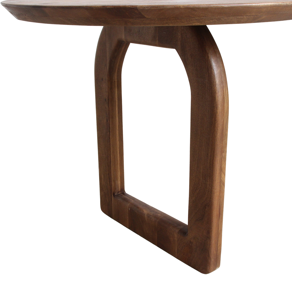 Table à manger en bois de manguier arrondie marron – 180x90 cm